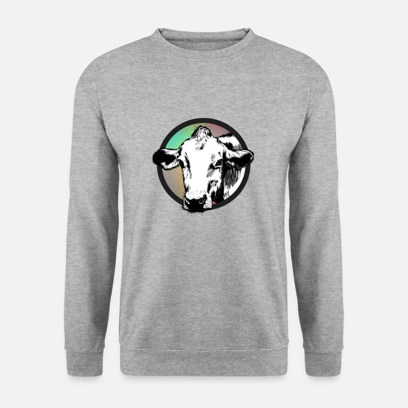 Kuh - Unisex Pullover - Weißgrau meliert