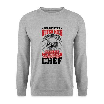 chef spruch totenkopf - Unisex Pullover - Weißgrau meliert - Vorne - Alina (178cm) & Michal (187cm)