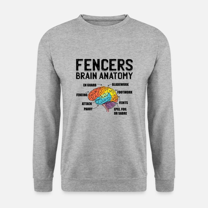 Fechter Gehirn Fechten Geschenkidee - Unisex Pullover - Weißgrau meliert