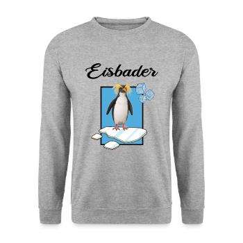 Eisbader "Winterschwimmer pinguin" Eisbad - Unisex Pullover - Weißgrau meliert - Vorne - Alina (178cm) & Michal (187cm)