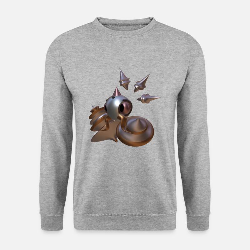 Alien Roboter - Unisex Pullover - Weißgrau meliert