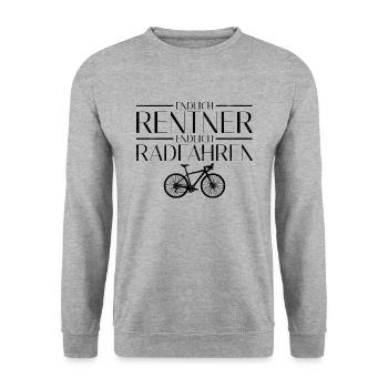 Endlich Rentner Endlich Radfahren Fahrradfahrer - Unisex Pullover - Weißgrau meliert - Vorne - Alina (178cm) & Michal (187cm)
