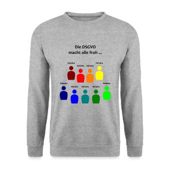 GDPR all glad privacy entrepreneur lawyer - Unisex Sweatshirt - salt & pepper - Front - Alina (178cm) & Michal (187cm)