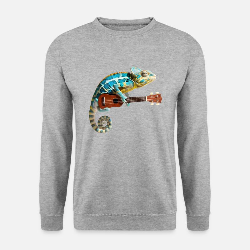 Caméléon avec ukulélé - Sweat-shirt Unisexe - gris chiné