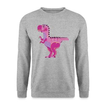 Dinosaure T-Rex - Sweat-shirt Unisexe - gris chiné - Devant - Alina (178cm) & Michal (187cm)