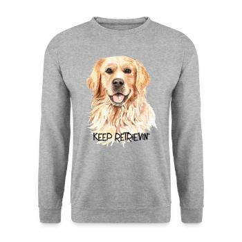 Continuez à récupérer l'art du Golden Retriever pour les amoureux des chiens - Sweat-shirt Unisexe - gris chiné - Devant - Alina (178cm) & Michal (187cm)
