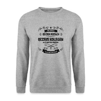 PS du wirst uns fehlen schwarz - Unisex Pullover - Weißgrau meliert - Vorne - Alina (178cm) & Michal (187cm)