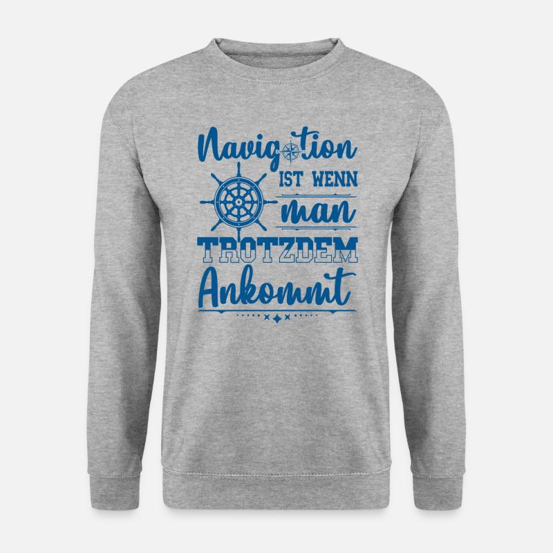 Segeln Segler Segelboot Kapitän Navigation - Unisex Pullover - Weißgrau meliert