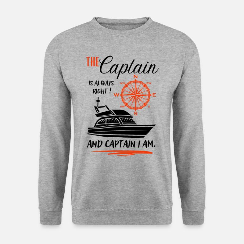 Kapitän Geschenk / The Captain is always right ... - Unisex Pullover - Weißgrau meliert