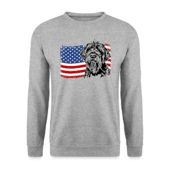 Korthals Griffon Amérique Flag Chien Chiens Wilsigns - Sweat-shirt Unisexe - gris chiné - Devant - Alina (178cm) & Michal (187cm)
