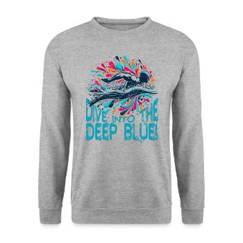 Swimming into Adventure: Dive into the Deep Blue! - Unisex Sweatshirt - salt & pepper - Front - Alina (178cm) & Michal (187cm)