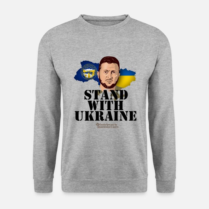Nebraska Ukraine Fahnen - Unisex Pullover - Weißgrau meliert
