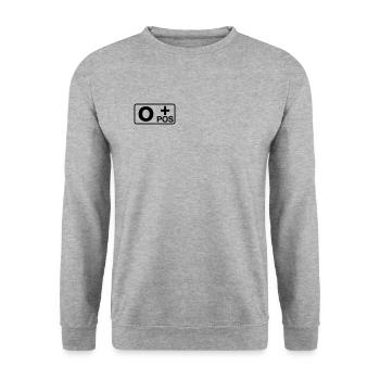 #302 groupe sanguin 0 pos - Sweat-shirt Unisexe - gris chiné - Devant - Alina (178cm) & Michal (187cm)