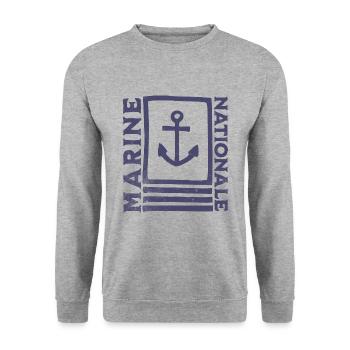 Vintage French Navy - Unisex Sweatshirt - salt & pepper - Front - Alina (178cm) & Michal (187cm)