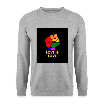 Love is love - Unisex Pullover - Weißgrau meliert - Vorne - Alina (178cm) & Michal (187cm)