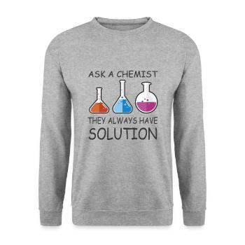 Chemie Lehrer Wissenschaftler Chemieker - Unisex Pullover - Weißgrau meliert - Vorne - Alina (178cm) & Michal (187cm)