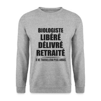 Biologiste célèbre sa retraite avec humour cadeau - Sweat-shirt Unisexe - gris chiné - Devant - Alina (178cm) & Michal (187cm)