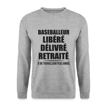 Baseballeur célèbre sa retraite avec humour cadeau - Sweat-shirt Unisexe - gris chiné - Devant - Alina (178cm) & Michal (187cm)