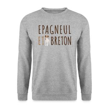 Chien Epagneul et breton - Sweat-shirt Unisexe - gris chiné - Devant - Alina (178cm) & Michal (187cm)