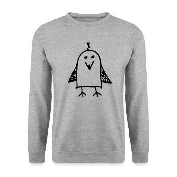 vogel - Unisex Pullover - Weißgrau meliert - Vorne - Alina (178cm) & Michal (187cm)