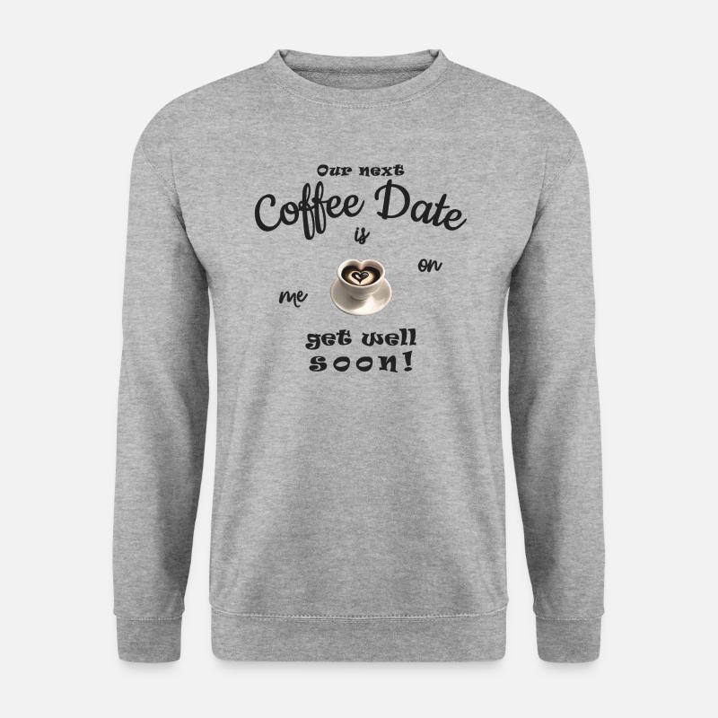 Gute Besserung, get well soon! Gutschein Kaffee - Unisex Pullover - Weißgrau meliert