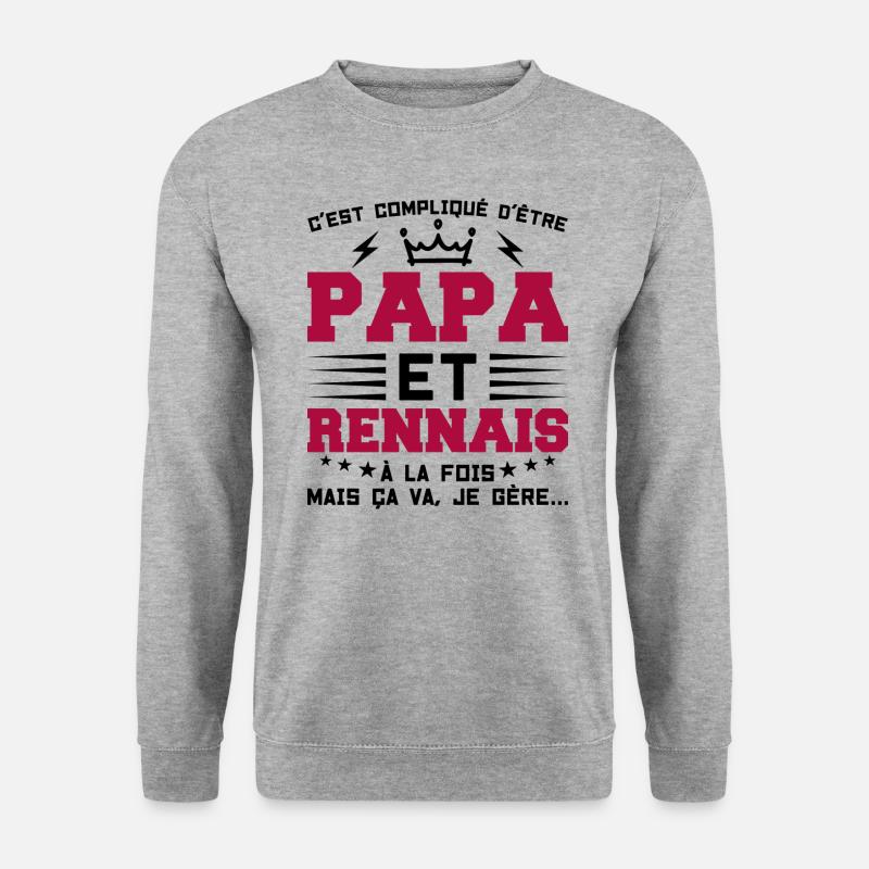 Papa und Rennes Geschenkidee Zitat - Unisex Pullover - Weißgrau meliert