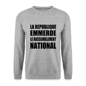 la jeunesse emmerde le rassemblement national - Sweat-shirt Unisexe - gris chiné - Devant - Alina (178cm) & Michal (187cm)