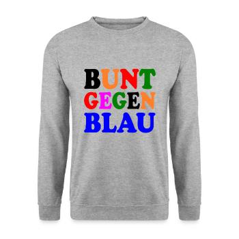 Bunt gegen rechts - afd - Unisex Pullover - Weißgrau meliert - Vorne - Alina (178cm) & Michal (187cm)