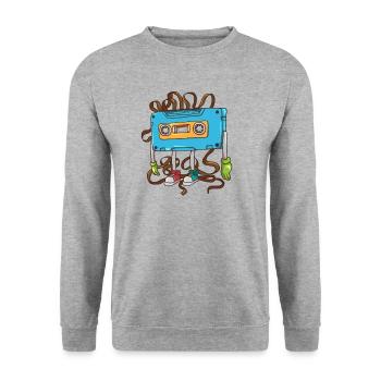 Tape salad cassette of the 80s - Unisex Sweatshirt - salt & pepper - Front - Alina (178cm) & Michal (187cm)