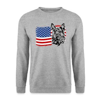 Hongrois Mudi Amérique Drapeau Chiens Chien Wilsigns - Sweat-shirt Unisexe - gris chiné - Devant - Alina (178cm) & Michal (187cm)
