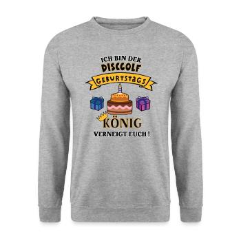 Discgolfer Geburtstag Discgolfspieler Geb Spiel - Unisex Pullover - Weißgrau meliert - Vorne - Alina (178cm) & Michal (187cm)