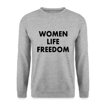 Women life freedom - Unisex Pullover - Weißgrau meliert - Vorne - Alina (178cm) & Michal (187cm)