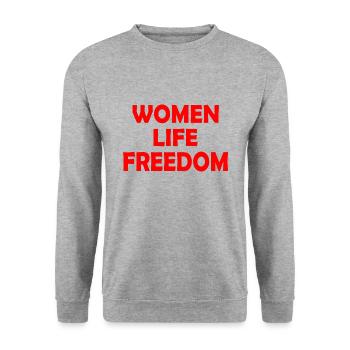 Women life freedom - Sweat-shirt Unisexe - gris chiné - Devant - Alina (178cm) & Michal (187cm)