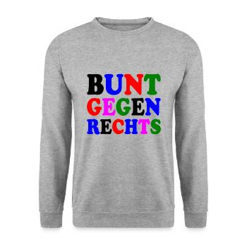 Bunt gegen rechts - Unisex Pullover - Weißgrau meliert - Vorne - Alina (178cm) & Michal (187cm)