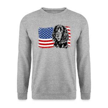 Gordon Setter Amérique Flag Dogs Wilsigns - Sweat-shirt Unisexe - gris chiné - Devant - Alina (178cm) & Michal (187cm)