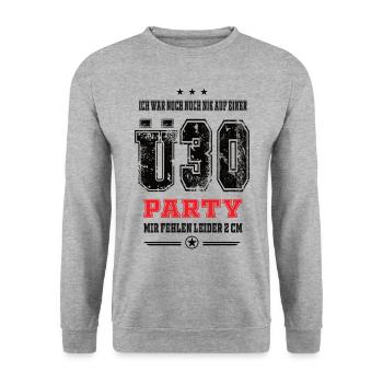 ich war noch nie auf einer Ü30 Party - Unisex Pullover - Weißgrau meliert - Vorne - Alina (178cm) & Michal (187cm)