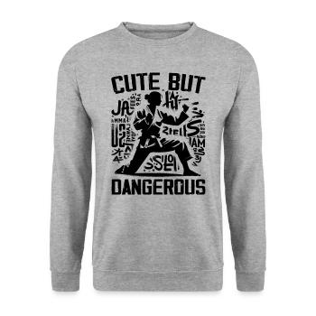 Süßes Karate Taekwondo Lustiges Karate Mädchen - Unisex Pullover - Weißgrau meliert - Vorne - Alina (178cm) & Michal (187cm)