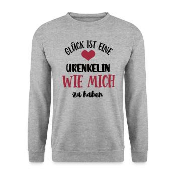 Ur-Enkelin Mädchen Enkelkind Urenkelin Kind Enkel - Unisex Pullover - Weißgrau meliert - Vorne - Alina (178cm) & Michal (187cm)