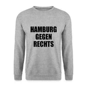 hamburg gegen rechts - Unisex Pullover - Weißgrau meliert - Vorne - Alina (178cm) & Michal (187cm)