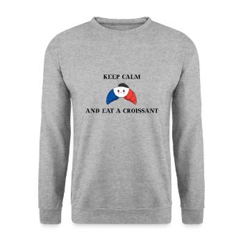 Keep calm France croissant gift idea funny - Unisex Sweatshirt - salt & pepper - Front - Alina (178cm) & Michal (187cm)