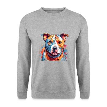 Mode pour les amoureux des chiens - Montrez votre amour pour les pitbulls - Sweat-shirt Unisexe - gris chiné - Devant - Alina (178cm) & Michal (187cm)