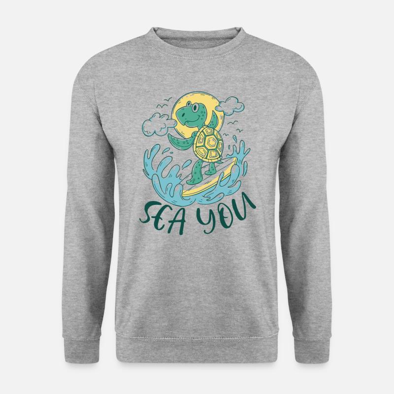 Surfen - Sea you - Unisex Pullover - Weißgrau meliert