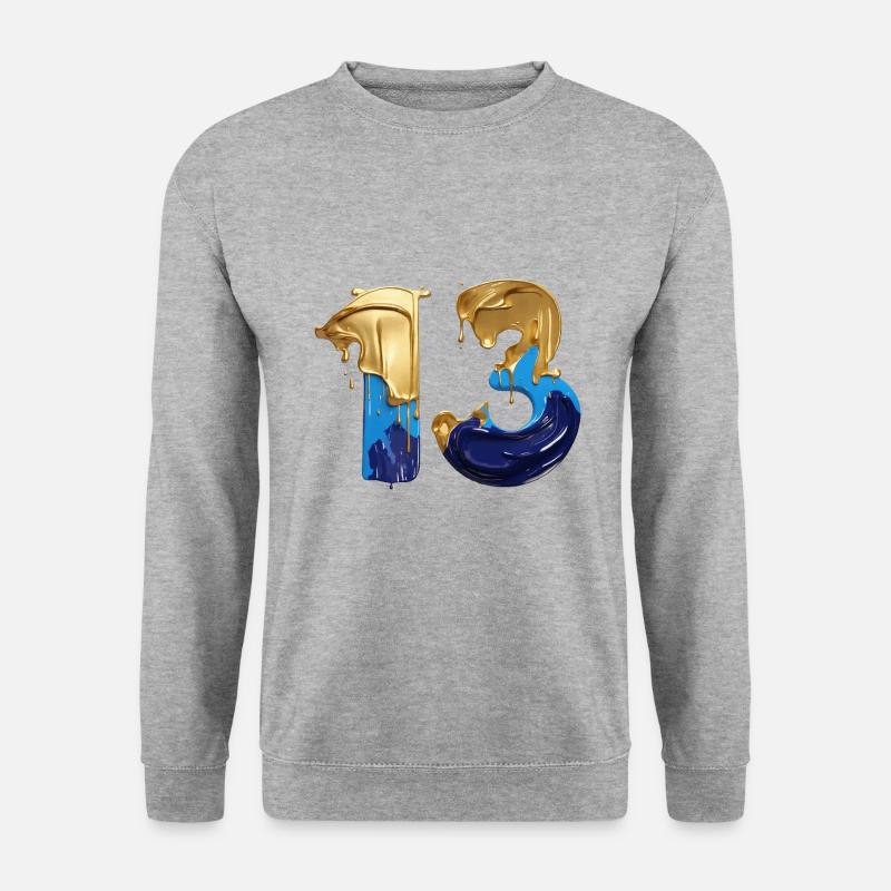 NR. 13 NUMMER 13 COOL 13. GEBURTSTAG - Unisex Pullover - Weißgrau meliert