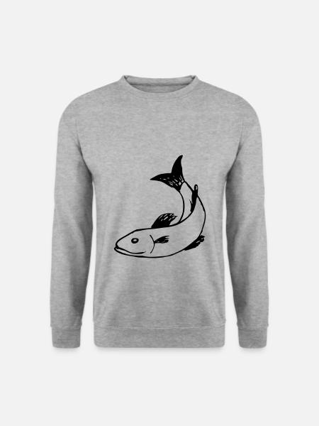 Fisch - Unisex Pullover - Weißgrau meliert