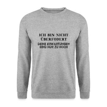 Ich bin nicht überfordert - lustige Geschenkidee - Unisex Pullover - Weißgrau meliert - Vorne - Alina (178cm) & Michal (187cm)