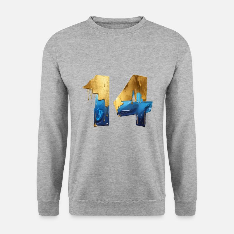 NR. 14 NUMMER 14 COOL 14. GEBURTSTAG - Unisex Pullover - Weißgrau meliert