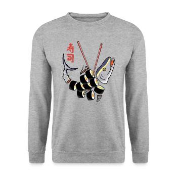 Tuna Sushi - Unisex Sweatshirt - salt & pepper - Front - Alina (178cm) & Michal (187cm)