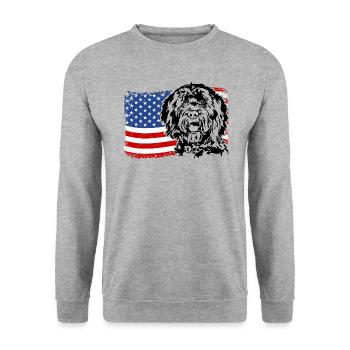 BARBET America Flag Dogs Dog Wilsigns - Unisex Sweatshirt - salt & pepper - Front - Alina (178cm) & Michal (187cm)
