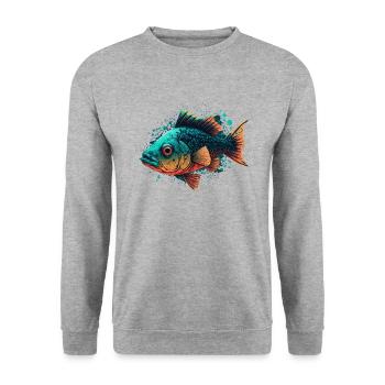 Wildfisch - Unisex Pullover - Weißgrau meliert - Vorne - Alina (178cm) & Michal (187cm)