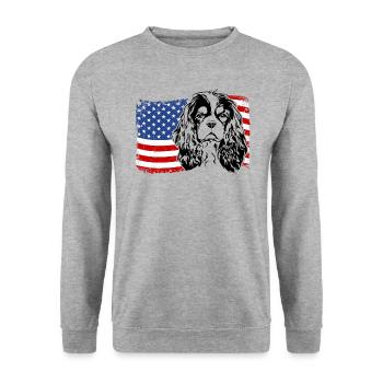 Cavalier King Charles Spaniel America Flag Dogs - Unisex Sweatshirt - salt & pepper - Front - Alina (178cm) & Michal (187cm)